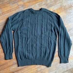 Oscar De La Renta Pullover Cable Knit Chunky Sweater Mens Sz Small Green